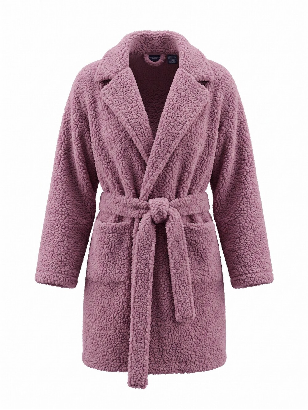 Adrienne Vittadini Pink Teddy Fleece Robe Thick Fleece Sherpa Loungewear Belted